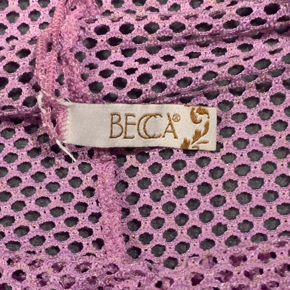 NWOT BECCA Women's M Lilac Metallic Mesh Long Sleeve Beach‎ Cover Up Dress